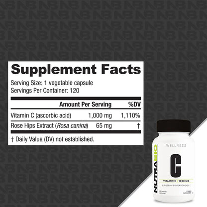 Nutrabio Vitamin C 1000mg with Rose Hips
