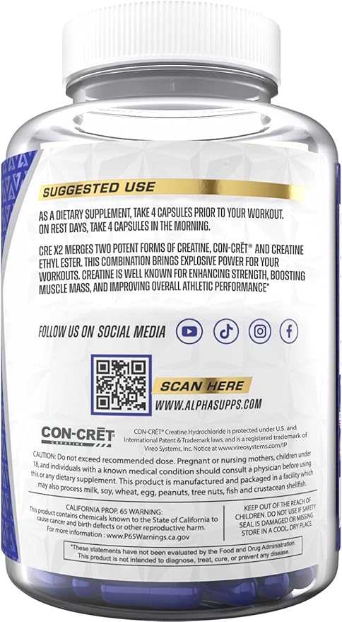 Alpha Supps Cre X2 Creatine HCL - CON-CRĒT®