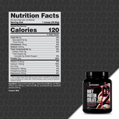 NutraBio Whey Protein Isolate 50 Servings