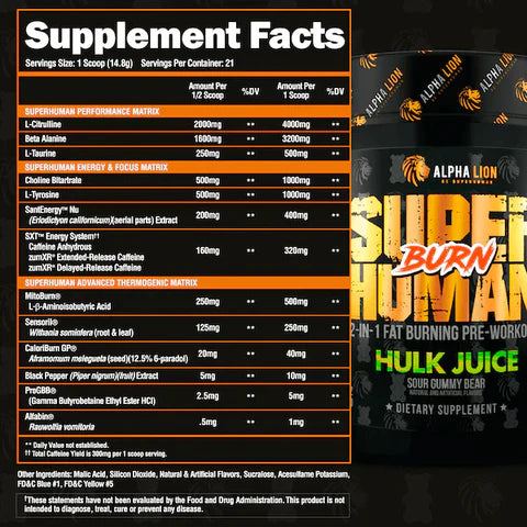 Alpha Lion Superhuman Burn Pre-Workout