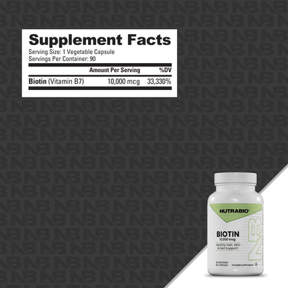 NutraBio Biotin 10,000mcg